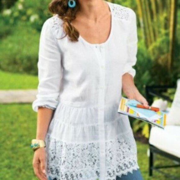 Soft Surroundings Tops - NWOT Soft Surroundings Linen Lace Tunic H10396